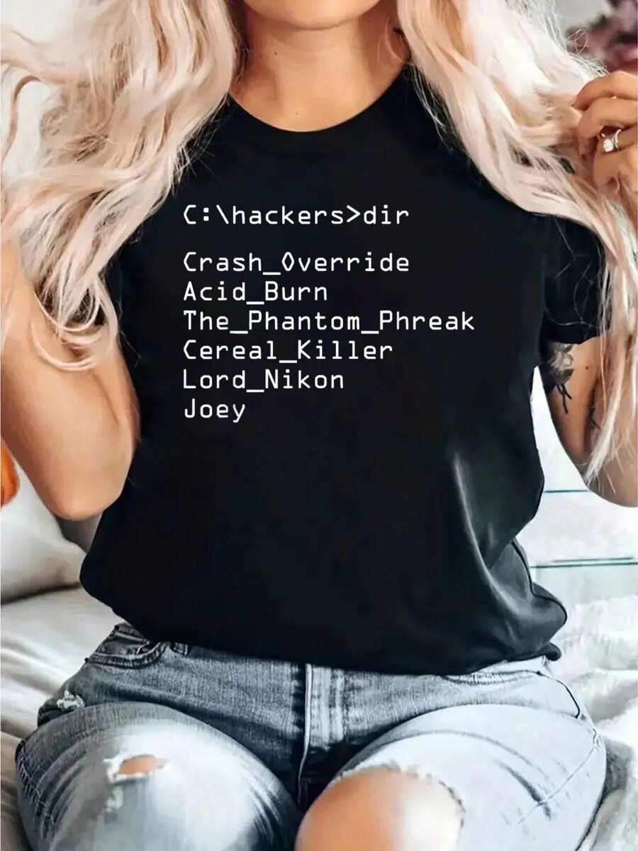 Hackers Movie - C- Cast Of Characters T-Shirt 100% Cotton, Breathable & Comfort Fit, Short Sleeve Crew Neck Top For All Seasons