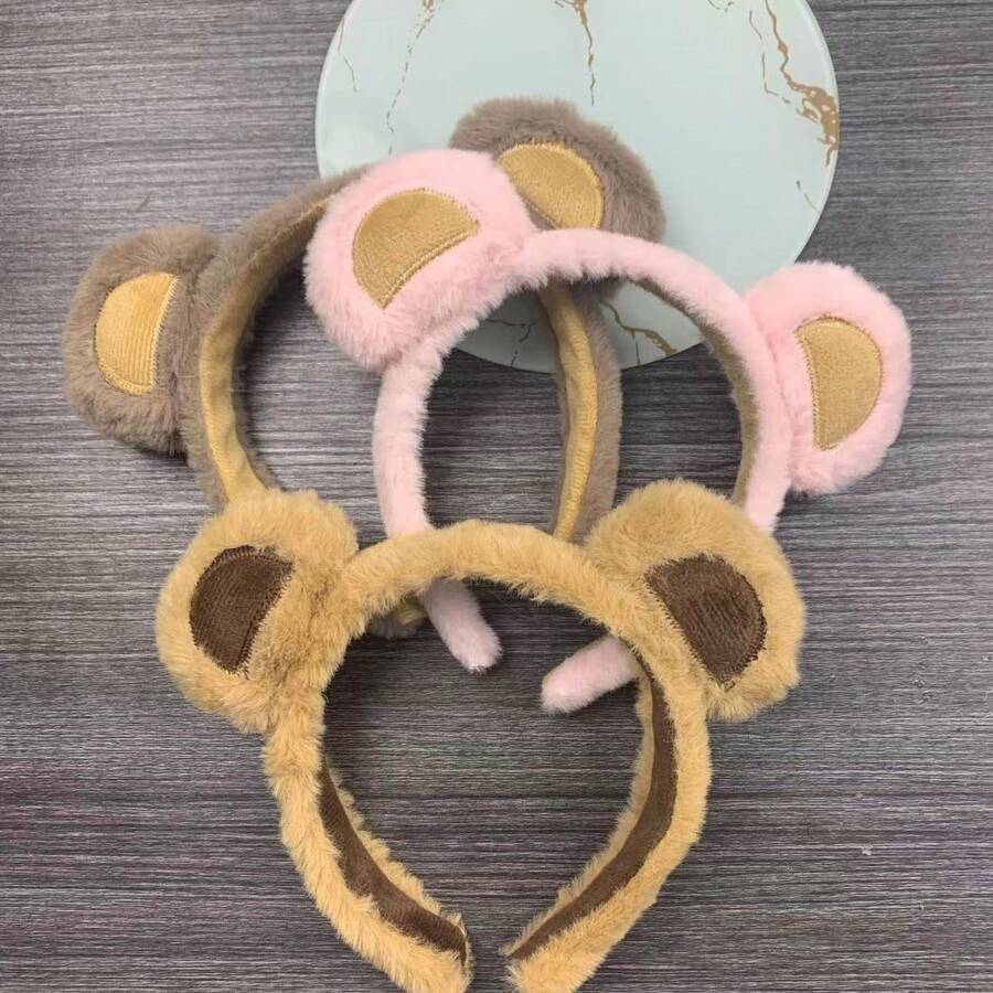 1pc/2pcs/3pcs Soft Bear Ears Headbands Plush Mouse Ears Hair Hoop For Washing Face Cartoon Animal Hairbands Halloween Costume