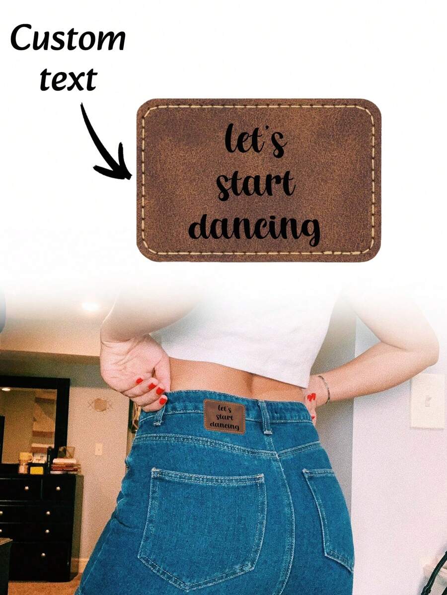 1pc Personalized Leatherette Patches With Hot Melt Adhesive, Brown Leather Patches For Hats, Laser Engraving Blanks Custom Patches, Rectangle Fabric Stickers For Cloth Repair Sew Supplies