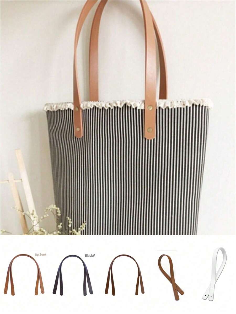 2pcs Handles For Women's Bags Detachable Accessories For Handbags DIY Shoulder Bag Strap With Silver Rivets Tote Bag Handles,Boho Vibes