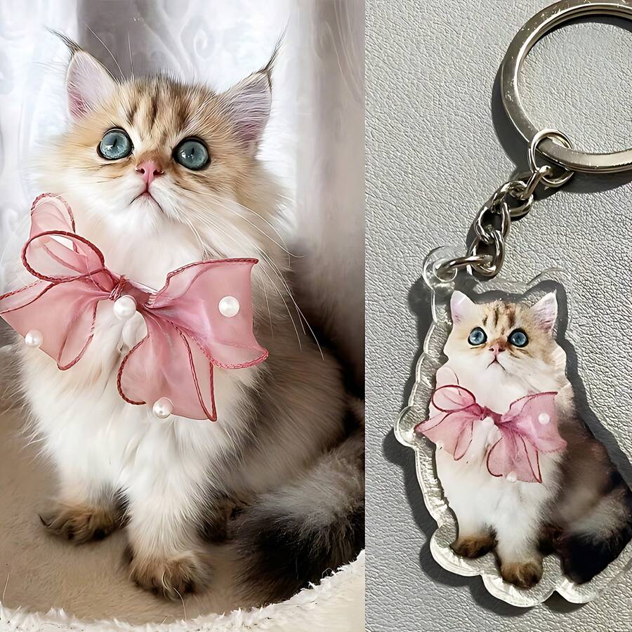 1pc Personalized Photo Keychain With Picture - Custom Acrylic Dog Cat Key Ring | Unique Gifts For Birthday, Anniversary, Parties, And Room Decorations Graduation