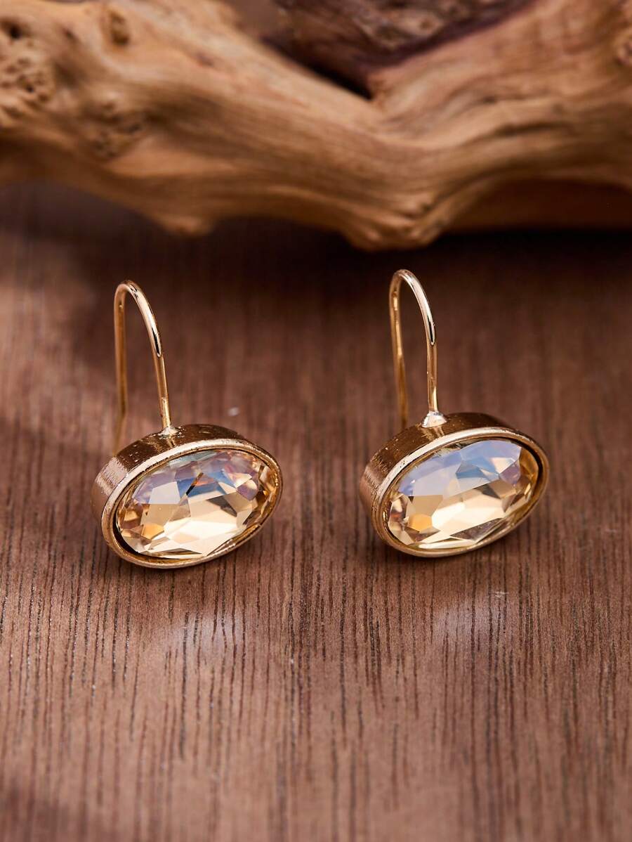 MONLOTTI 1 para biżuterii zachodniej proste i modne złote żółte owalne kolczyki ze szkła kryształowego, biżuteria boho letnie kolczyki dla kobiet, elegancka biżuteria damska