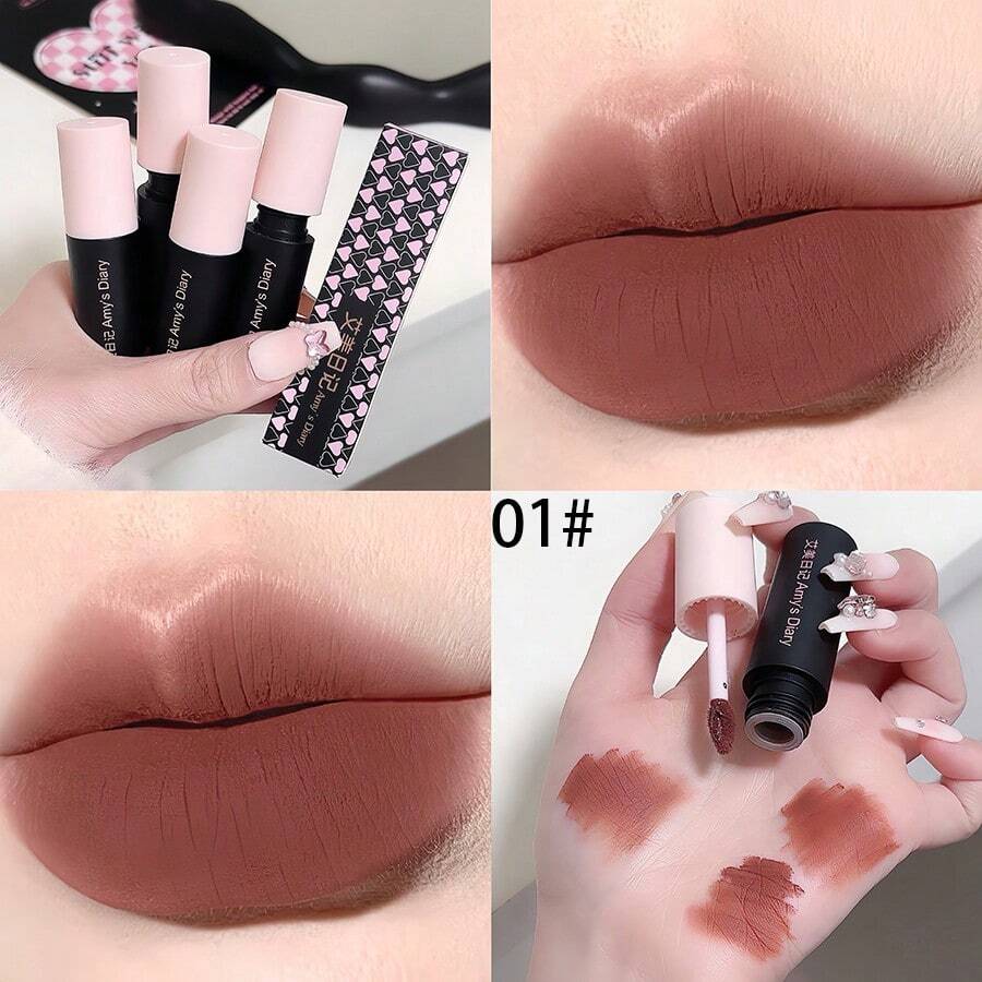Amy's Diary 1pc Soft Velvet Matte Lipstick, 2g, Highly Pigmented, Velvety Brush Tip, Long-Lasting Natural Finish, Non-Irritating