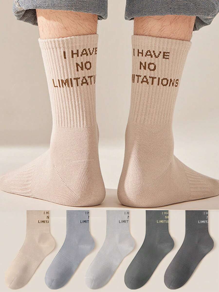 2 pares de calcetines tipo tripulación con estampado de letra "NO TENGO LIMITACIONES" para unisex, calcetines deportivos resistentes al olor y transpirables, calcetines para parejas, personalizados, motivadores, excelentes regalos para amigos, familia, parejas, niños, multicolor, talla 38-46