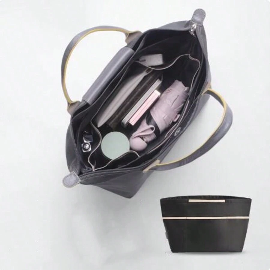 Organizador de bolsa, bolsa interna leve de cor sólida, bolsa de cosméticos de grande capacidade, mulheres