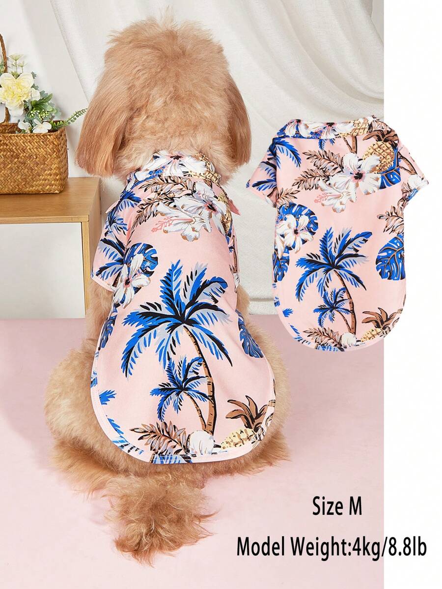 Camisa hawaiana para mascotas (gato/perro) de Hawái, top de solapa delgada con botones, para primavera, verano y otoño