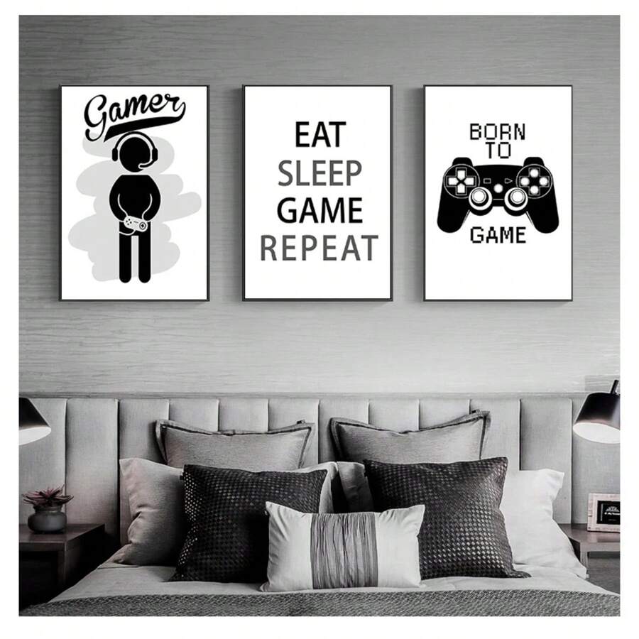 1pc Children Game PS4 Black Game Player Wall Artist Residence Decoration Canvas Painting M24 Nordic Poster Print HD Painting No Frame