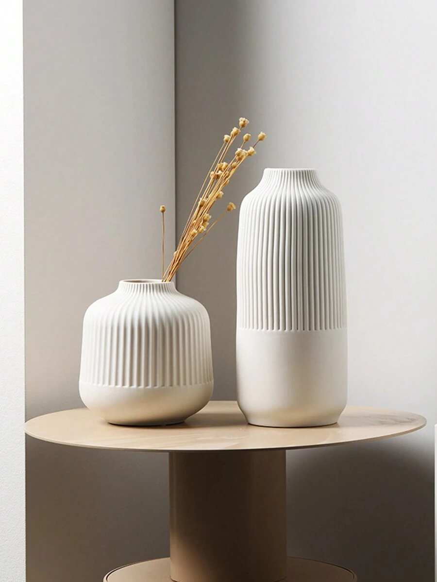 1pc Simple Plastic Vase For Home Decor, White Vase For Dried Flowers, Living Room, Office, Living Room, Home Decor (No Flowers) White Vase For Home Decor, Minimalist Style Modern Dried Flower Vase, Bohemian Home Decor, For Centerpiece Decorations Mantels Wedding Tables Parties Living Room Bedrooms Kitchens Offices Gifts Birthday Graduation