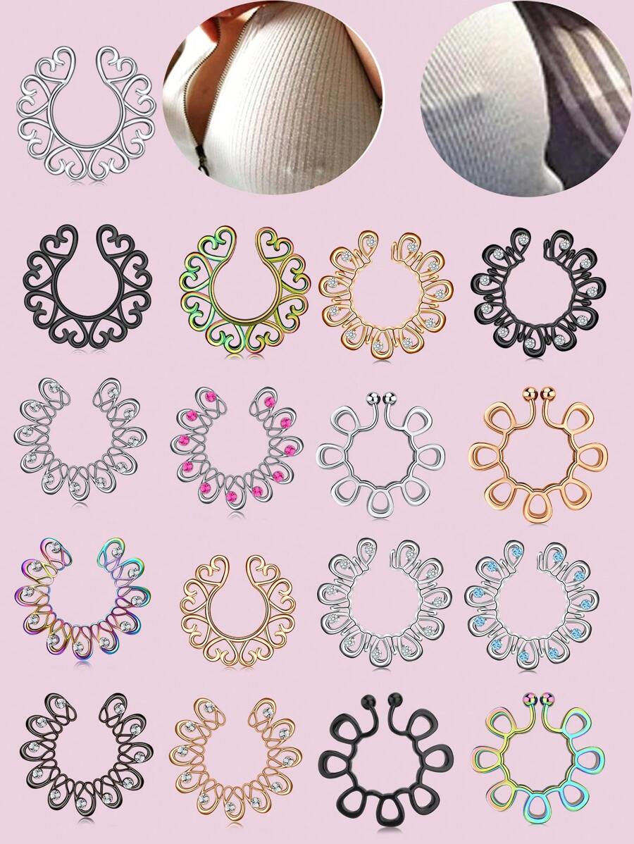 AVYRING 2 pièces Jolie bague de mamelon Y2K réglable pour femmes, bouclier de mamelon, bague de mamelon clip-on, bijou de piercing de mamelon faux