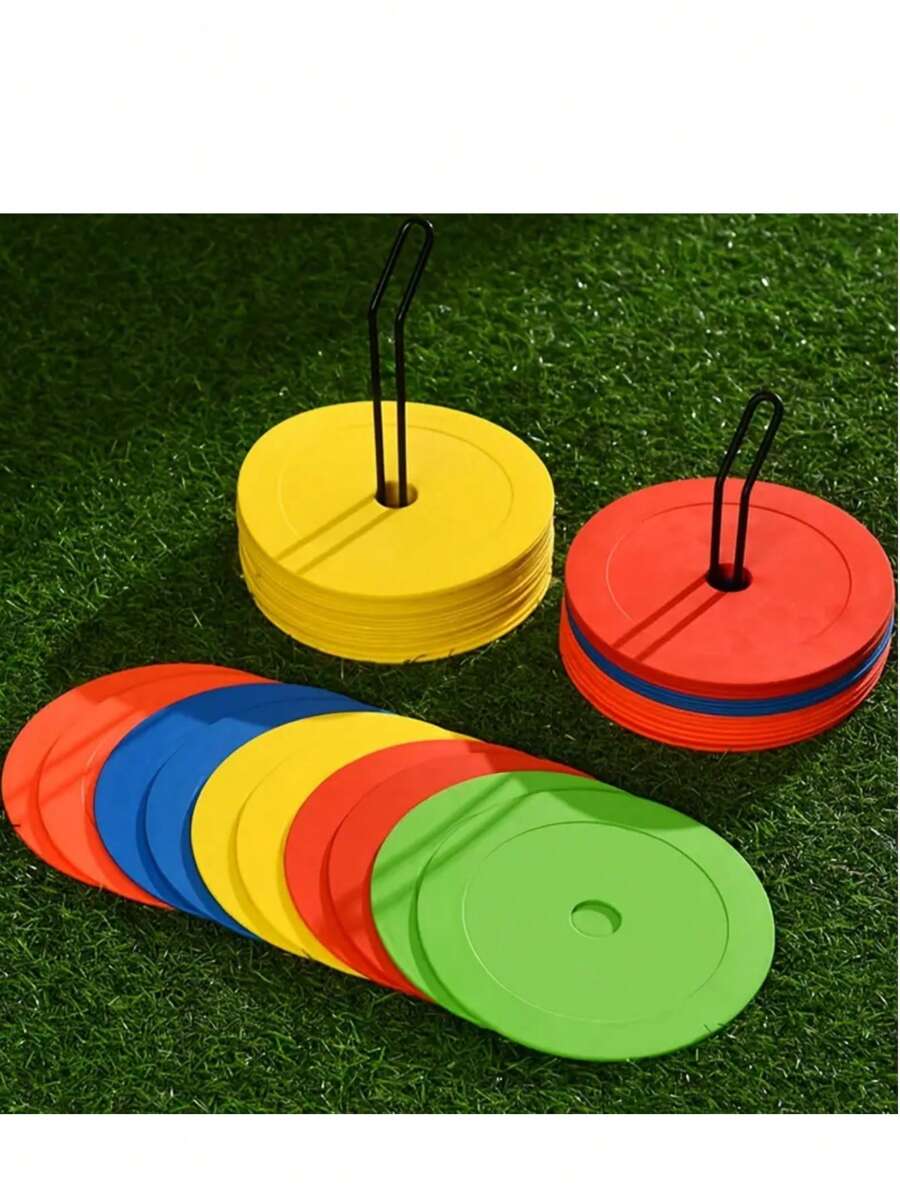 10 piezas/20 piezas Marcadores planos para suelo, conos de entrenamiento de fútbol, vallas de entrenamiento, suministros de entrenamiento de velocidad y agilidad, artículo imprescindible para volver al colegio y festivales deportivos