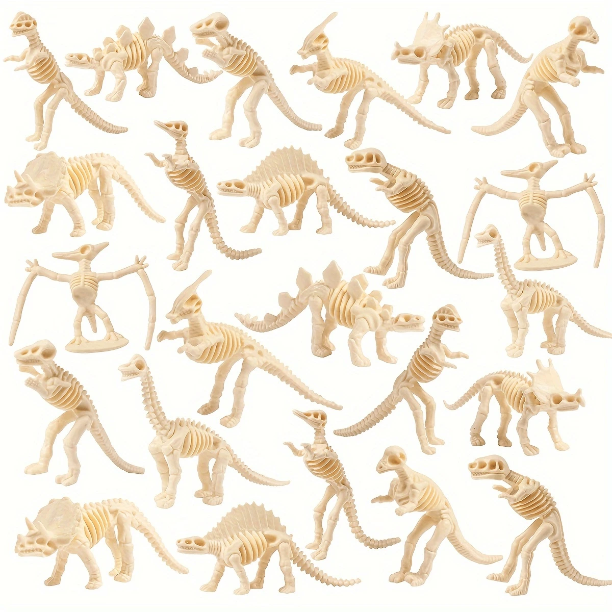6/12pcs Assorted Dinosaur Fossil Skeleton Toys - Plastic Dino Figures In Cream, Archaeological Excavation Dinosaur Skeleton, Simulation Educational Toy, Ideal For Party Favors, Birthday Decor & Educational Digging Activities, Dinosaur Toys, Thanksgiving/Halloween/Birthday/New Year Gifts,Dinosaur,Dinosaur Toys,Dinosaur Toy,Bug Terrarium,Life Cycle,Kids Party Decor