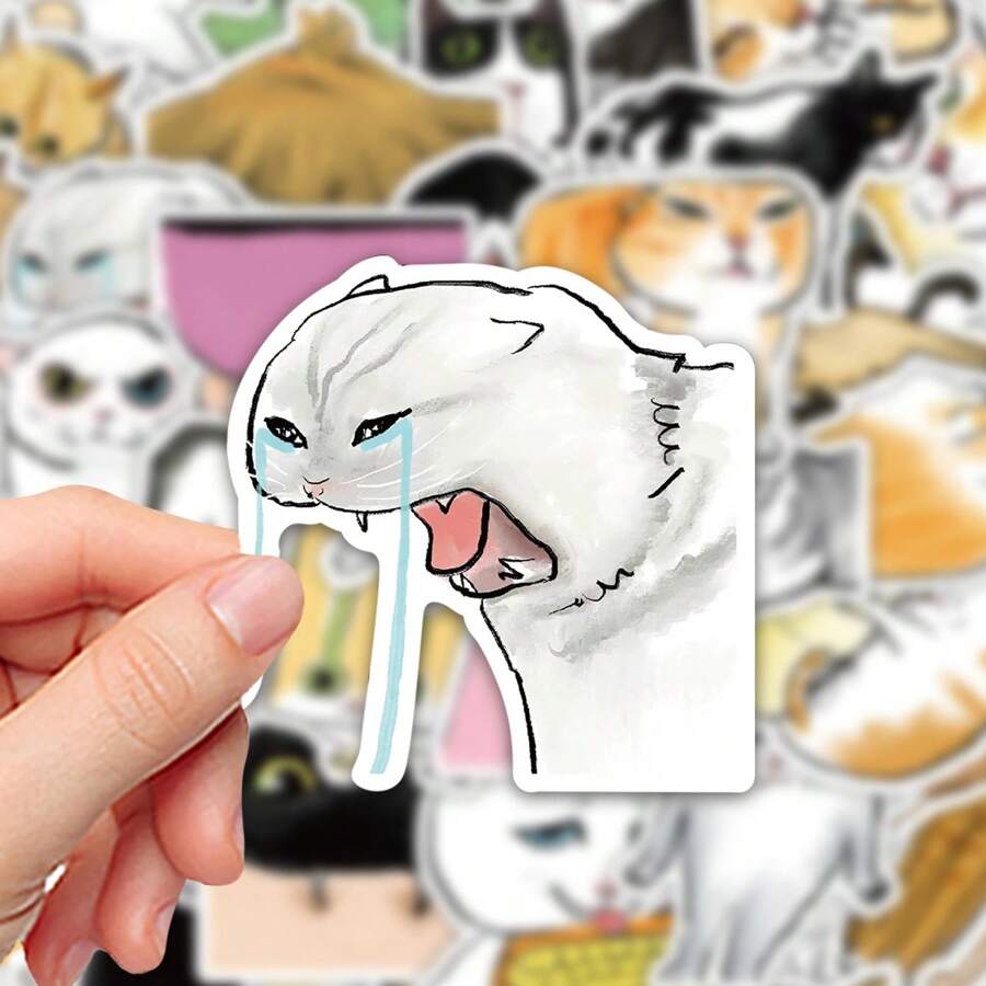 60 Stück lustige Katzen Aufkleber: Dumme Katzengesicht Memes, wasserfeste Graffiti Aufkleber, geeignet für Scrapbooking DIY Dekorationen, Handy- & Computerdekor, tolle Lernmaterialien & Geschenke für Jungen und Mädchen