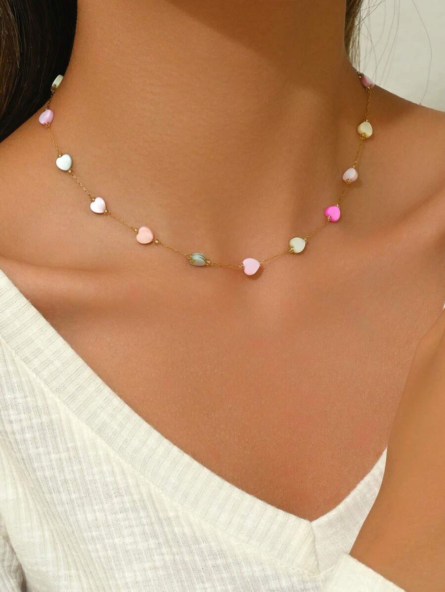 1 Stück romantische Edelstahl Vier-Blatt Klee Perlen Halskette, geeignet für Dates oder als Valentinstags Geschenk für den Partner