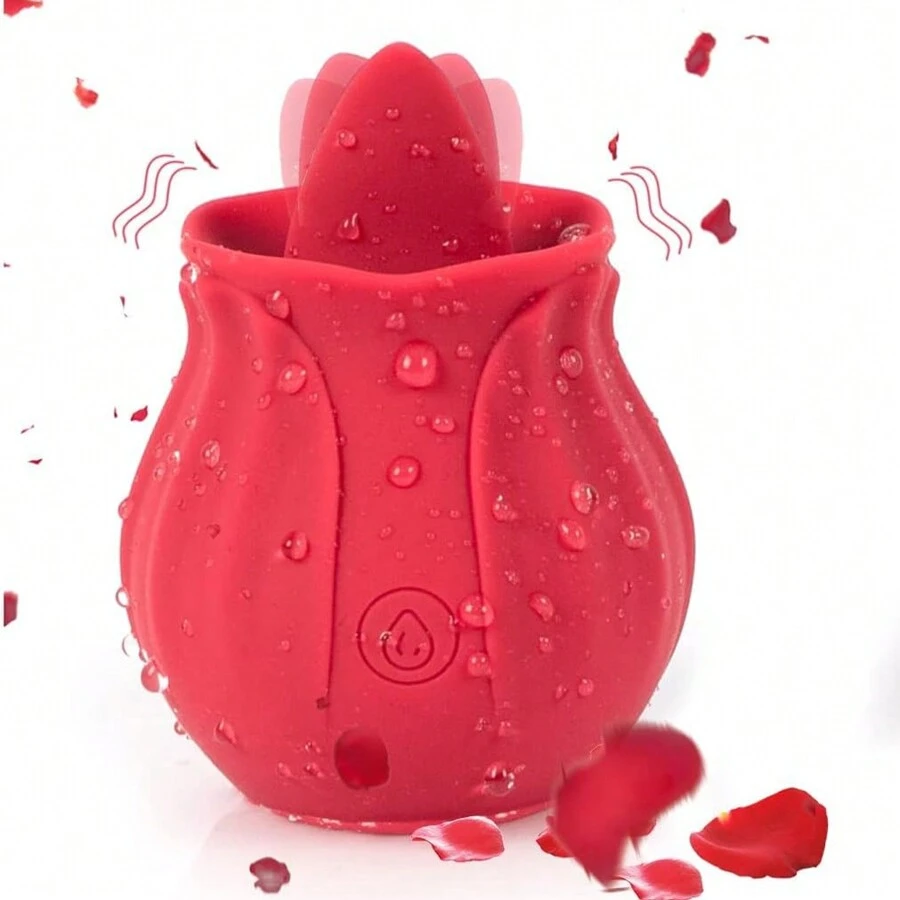 1pc Clitoral Licking Tongue Rose Sex Toy Vibrator Stimulator For Women, Vibrating Rose Adult Women Couples Sex Toys With 10 Modes, Female Mini Clitoris Nipple Vibrator For Woman Her Pleasure - Clitoris Vagina Pussy Pump Tongue Vibrators For Women Quick Sexual Pleasure, Female Couple Sex Toy & Games