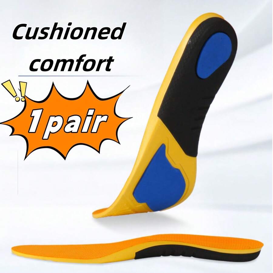 1 Pair Of Comfortable Cushioned High Elastic Sports Insoles That Can Be Cut To Fit The Shoe Size