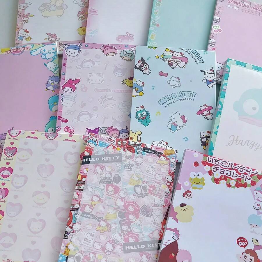 Sanrio Blocco note adesivo forato con motivi carini della serie Sanrio, quaderno con note appiccicose con il gatto KT