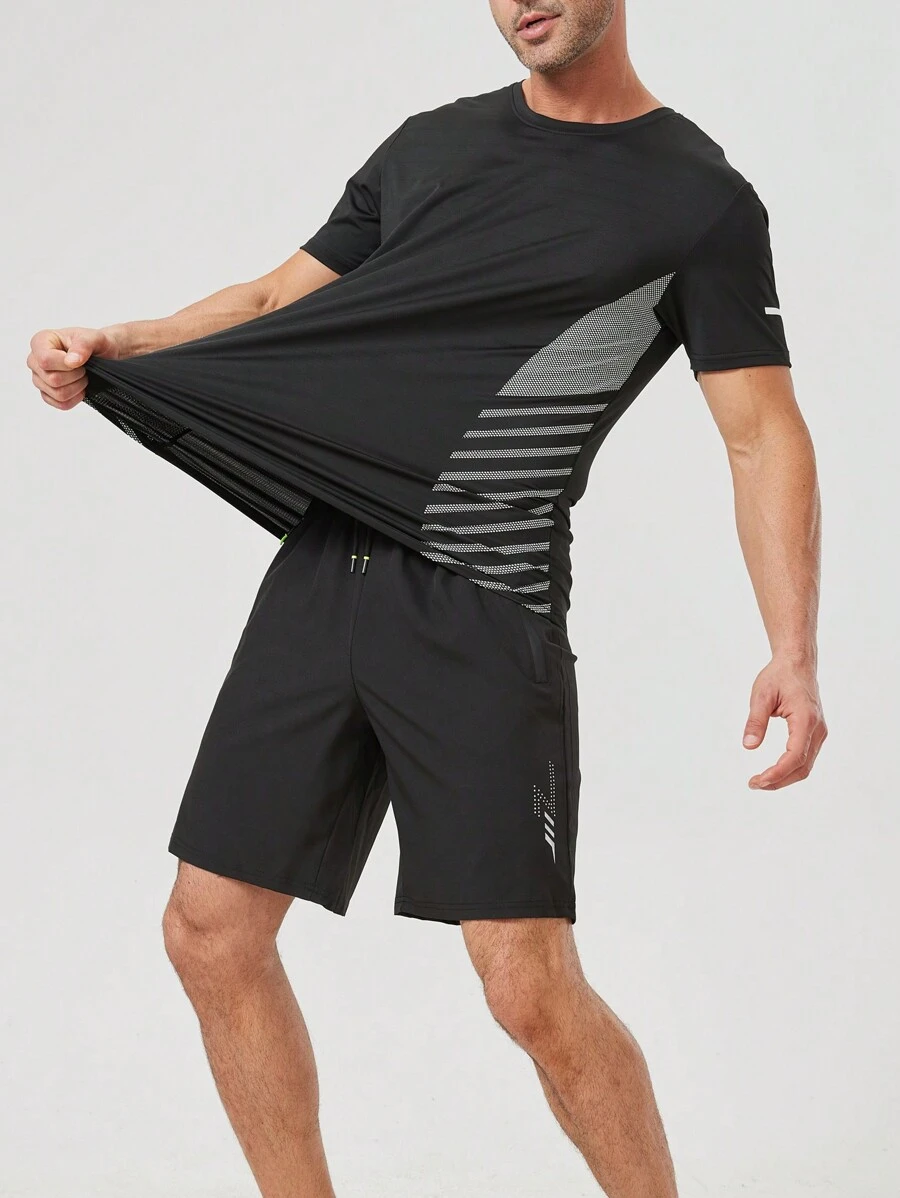 2 Pieces Men Sports Breathable Casual Short Sleeve T-Shirt And Shorts Set, Summer 2025 New Arrival'