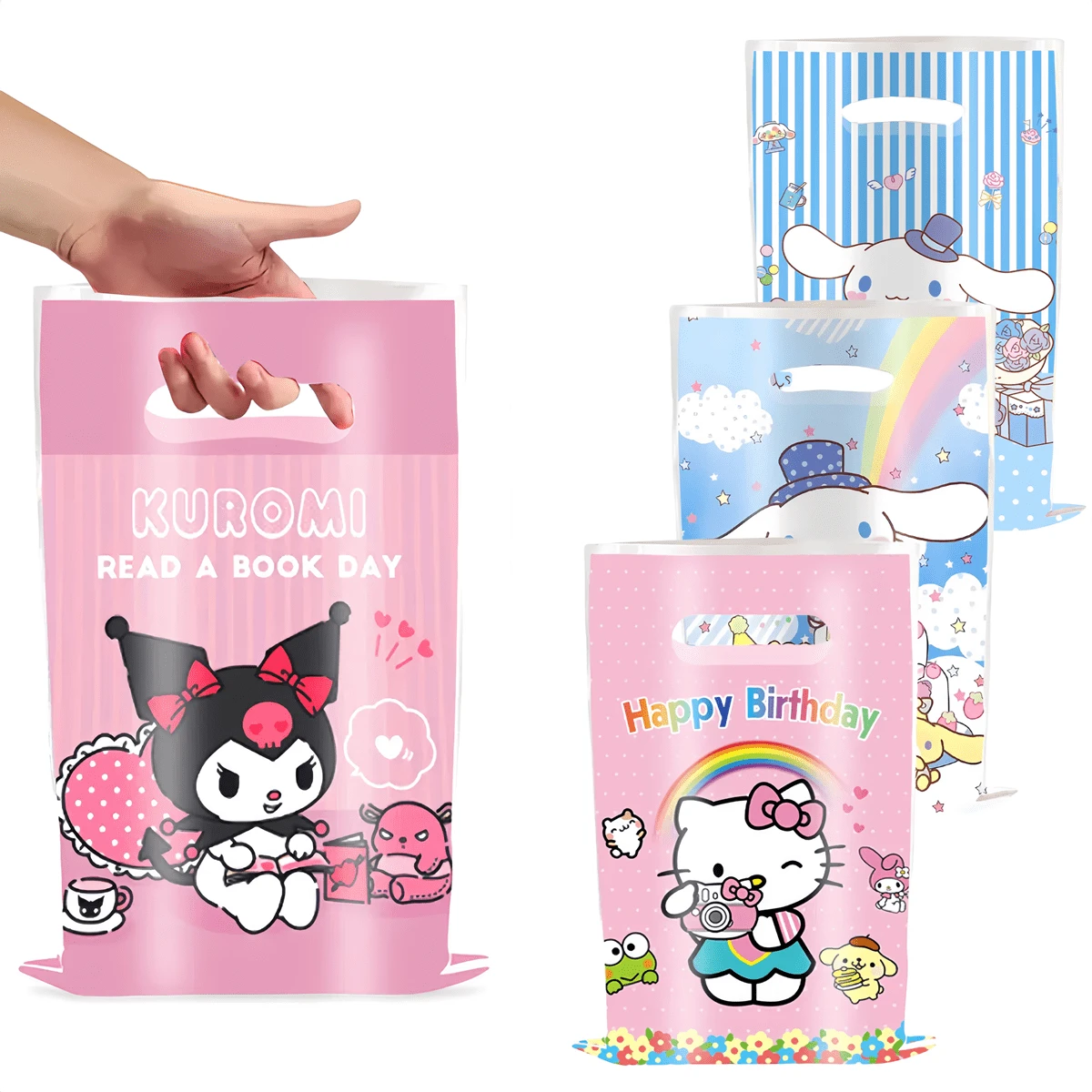 Sanrio Sanrio Thema Verjaardagsfeest Decoratie Benodigdheden Cadeauzakken Kuromi Hello Kitty Cinnamoroll Cartoon Anime Figuur Festival Feest Benodigdheden