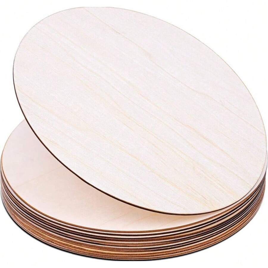 12pcs Unfinished Round Wooden Discs, Assorted Sizes Blank Round Wood Blanks, Suitable For Painting, Carving, Laser Engraving And DIY Crafts