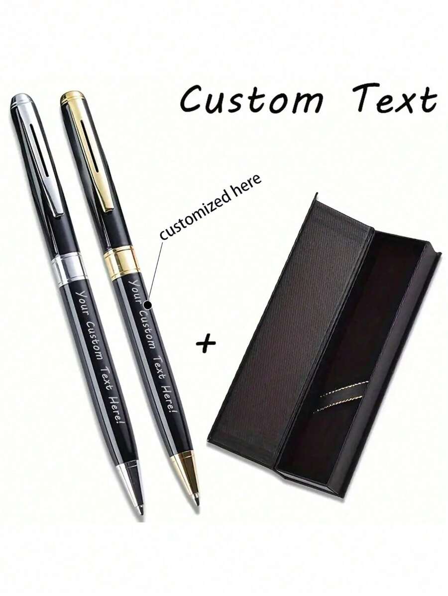 1pcA Customizable Copper-Ink Ball Pen Set With Replaceable Medium Tip And Pocket Clip - Custom Engraved Business Gift, Beautifully Packaged Gift Box