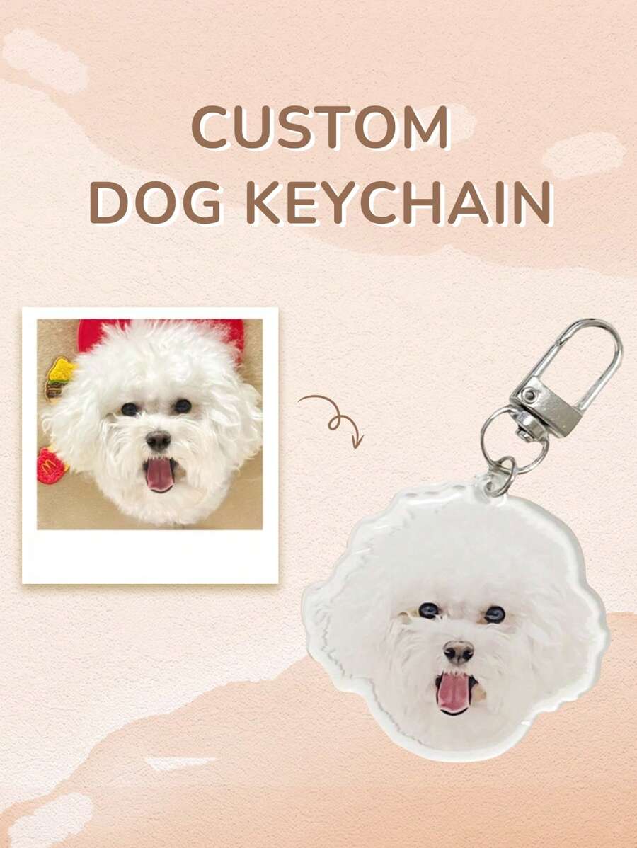 Customized Pet Photo Keychain, Acrylic Keychain, Dog Portrait Keychain, Cute Personalized Design Keychain, Kawaii Dog Keychain, Gift For Dog Lovers Ornamental,Engraved Stylish,Fashion,Colorful,Vintage,Cute,Contracted,Cuties Custom,Unique,Customized,Personalized Pet For Anniversaries,For Birthdays