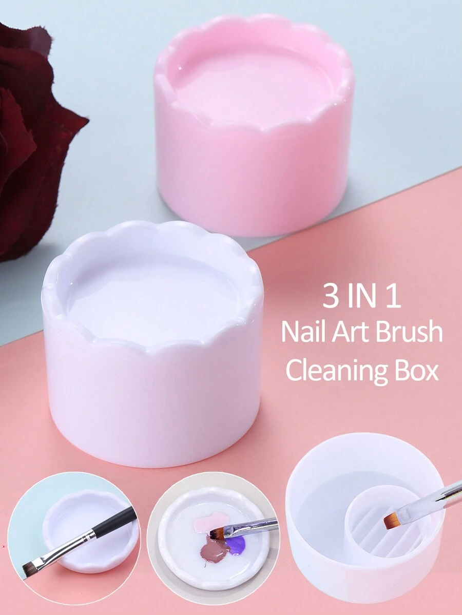 1 buc plastic alb roz unghii spălare stilou ceașcă curățare bol unghii stilou perie curățare cutie multifuncțional filtru paiete manichiură instrumente unghii consumabile