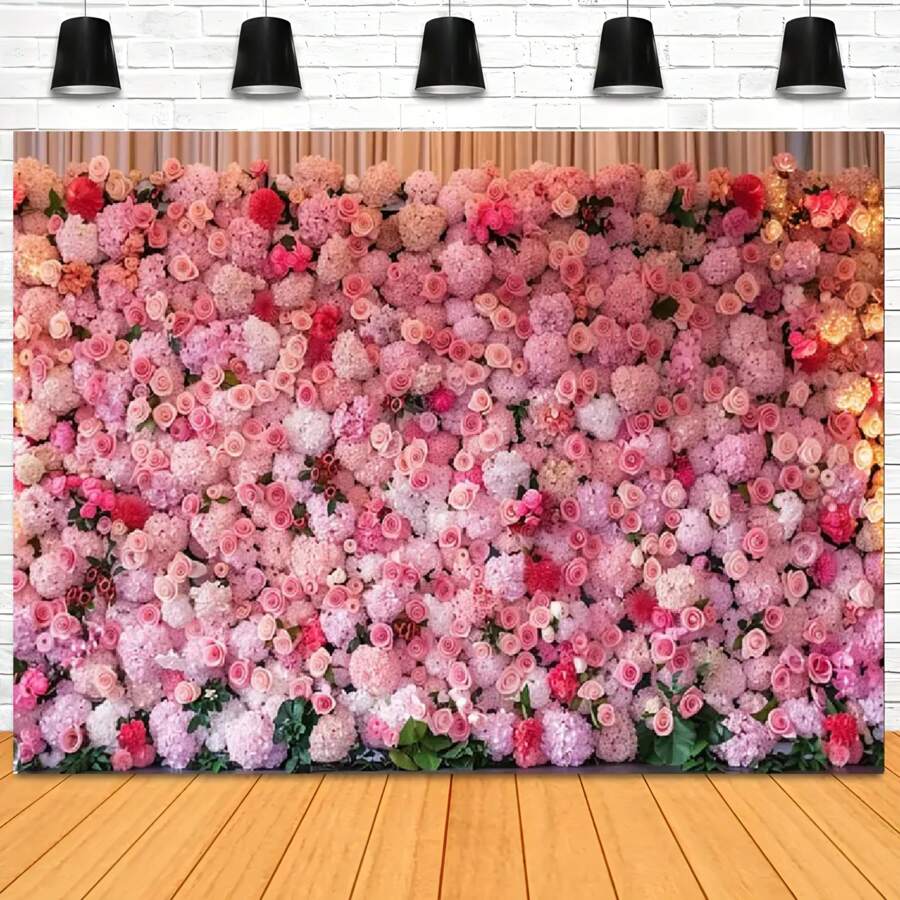 Pink Rose Wall Design Backdrop Wedding Venue Decoration Banner Wedding Portrait Photo Booth Decoration Props Vinyl