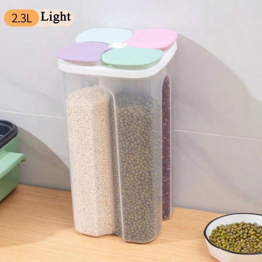 Contenitore da cucina in plastica a 4 scomparti per la conservazione di cereali, contenitore di vetro stagno per alimenti, serbatoio per cereali a prova di umidità, scatola per la conservazione fresca di spaghetti