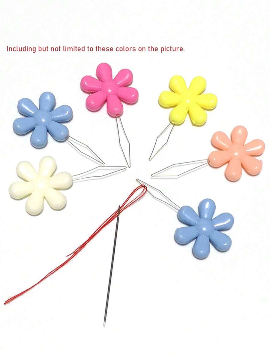 5pcs Random Color Flower Needle Threader, Cross Stitch Tool For DIY Sewing