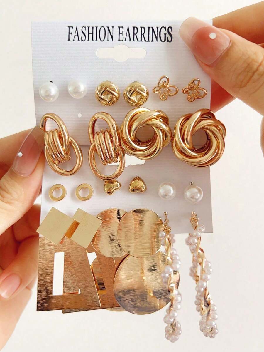 Simple Exaggerated Elegant Metal Geometric Stud Earrings, Perfect For Vacations, Dates, Gifts And Everyday Wear
