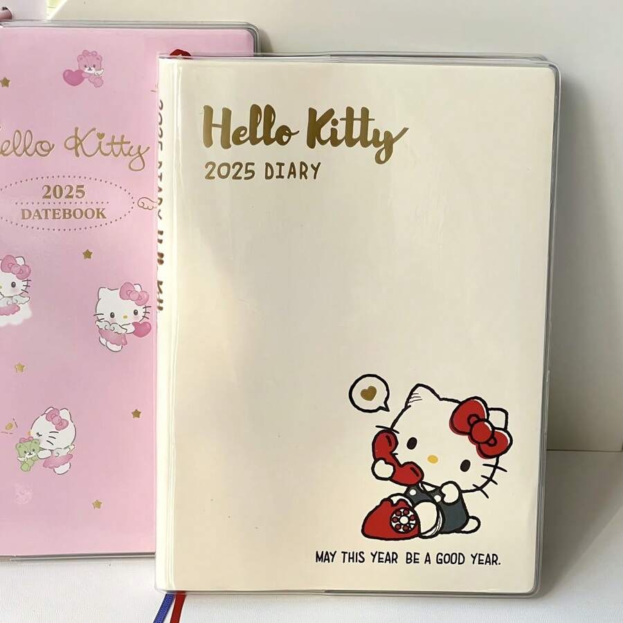 Sanrio Sanrio Hello Kitty 2025 Diary Notebook - 96 Pages, Mixed Color, High Beauty Illustration, Paper Material, Cute Kitty Design, Colorful Pages, Officially Licensed