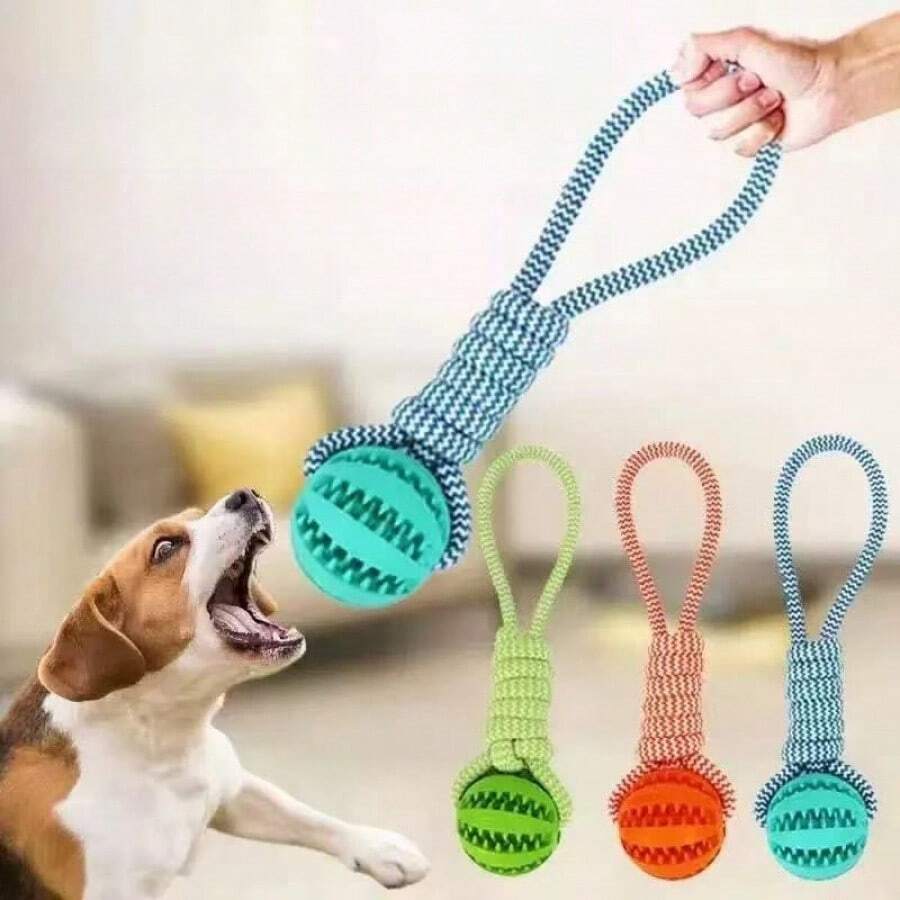 Juguete interactivo de cuerda de tira y afloja para perros, cuerda trenzada resistente a mordeduras para Labrador, Golden Retriever, Bulldog Francés, Pelota de alimentación con fugas