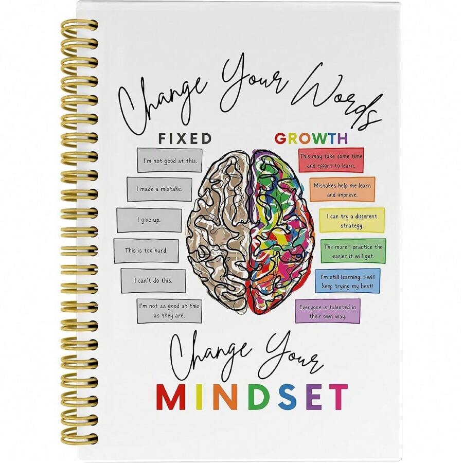 Mindset Matters Spiral Notebook - 1pc, 50 College Ruled Pages, Mental Health Journal For Women, Positive Affirmations, Self-Improvement, Work Notes, Journaling, Mental Health Awareness Gift-14*21cm/ 5.5x8.3in Spiral Notebook- 50 Sheets 100 Pages-A Diary With The Weekday Signs , Weather Signs,Memo No.And Date Signs,School Supplies,Back To School