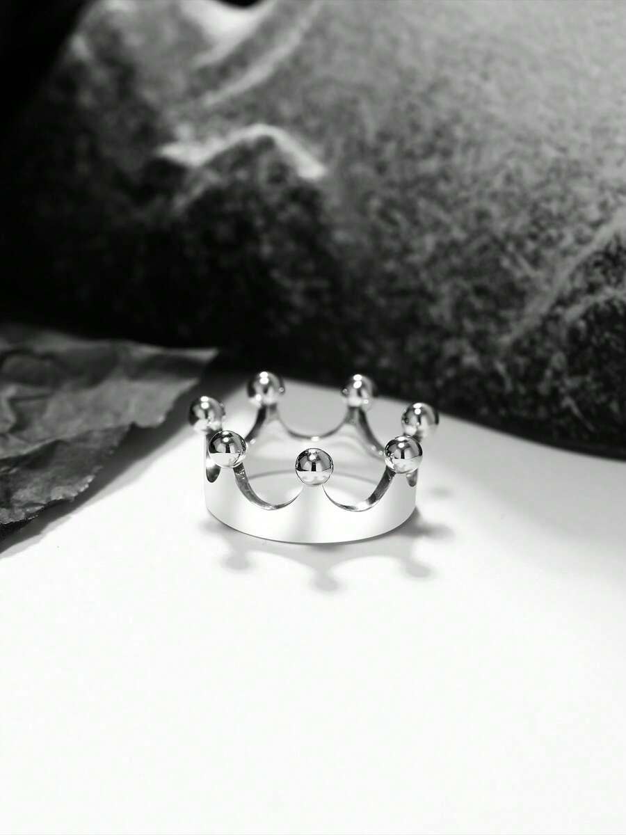 1 pieza Anillo de corona de plata de ley 925 único y simple, joyería fina como regalo para mujeres