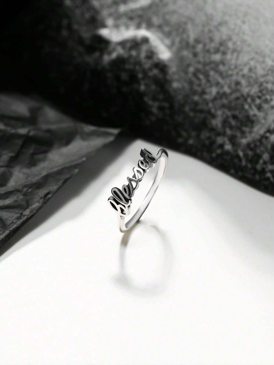 1pc Simple Unique 925 Sterling Silver JA Ring Women Fine Jewelry Gift