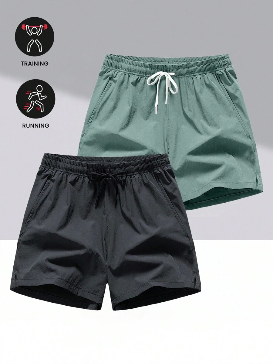 2 Paar Herren Lässig Sport Shorts, Frühling/Sommer leichte schnelltrocknende elastische atmungsaktive Shorts für Laufen, Fitness, Basketball