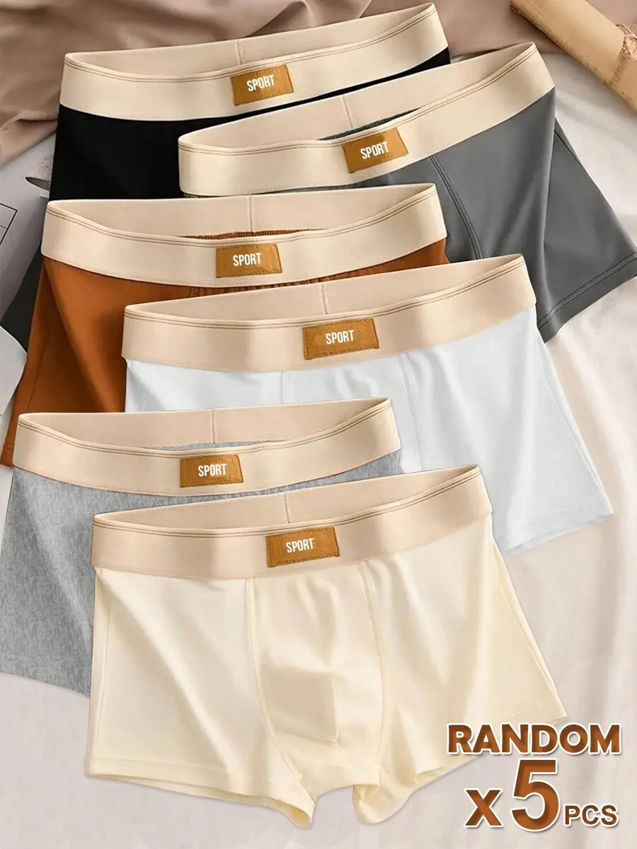 5 pièces Ensemble de sous-vêtements pour hommes, caleçons et shorts de boxer décontractés, respirants et élastiques. Sous-vêtements de boxer confortables stretch doux, ensemble de 5 pièces, idéal pour un style décontracté