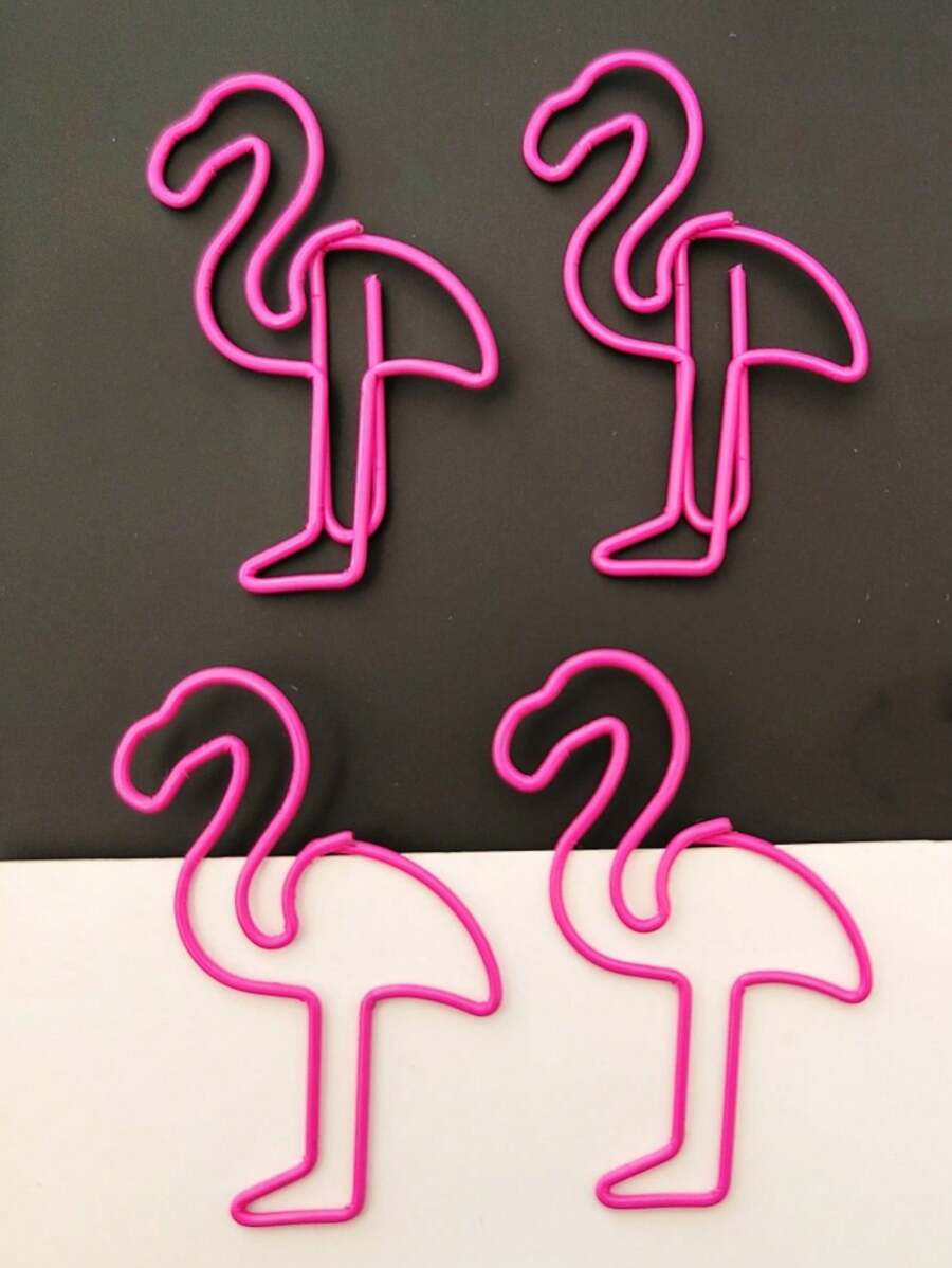 10/30/50/100pcs Pink Flamingo Shaped Paperclips,Creative Paper Clips, Memo Note Clips Document Bookmark Organizing Clips For Office Party Invitation Card Gift, Notebook,Stationery,Gift,Back To School,School Supplies