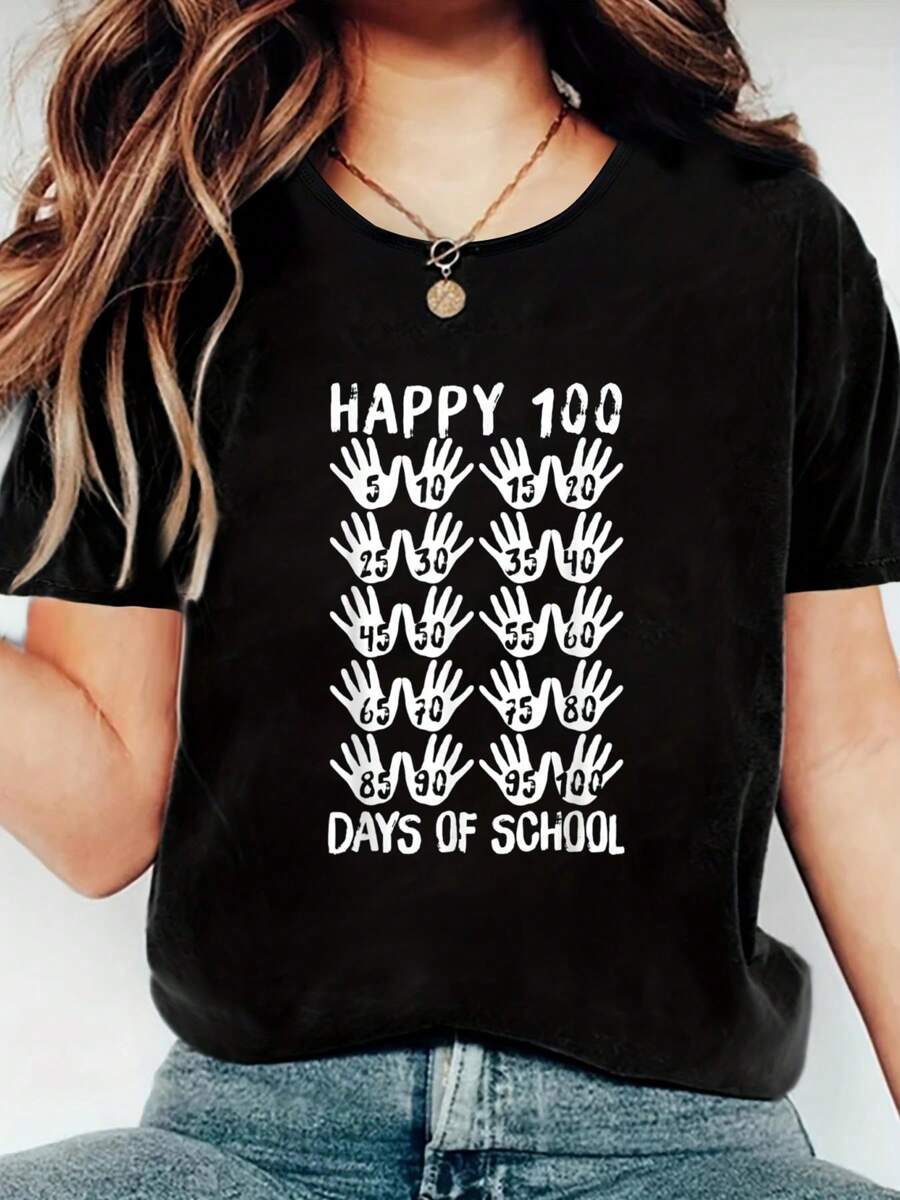 100% Cotton Funny 100 Day Hands 100 Days Of School Teacher Student T-Shirt