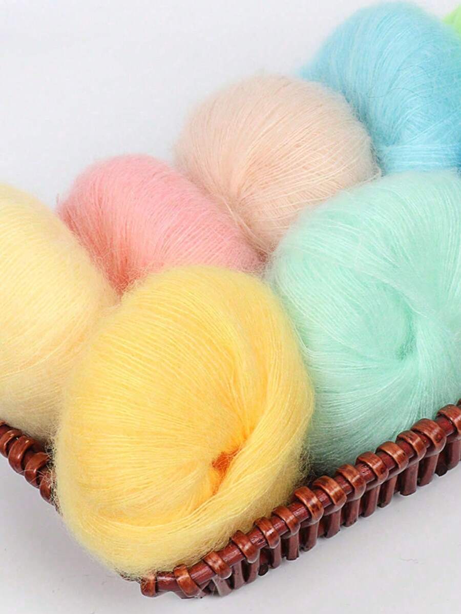 1/5 pezzi Filato di mohair da 330 m, colore dopamina, composizione: 15% lana, 15% mohair, 40% acrilico, 30% nylon, morbido filato per uncinetto e maglia di maglioni, sciarpe, scialli, cardigan, pon pon, 50 g