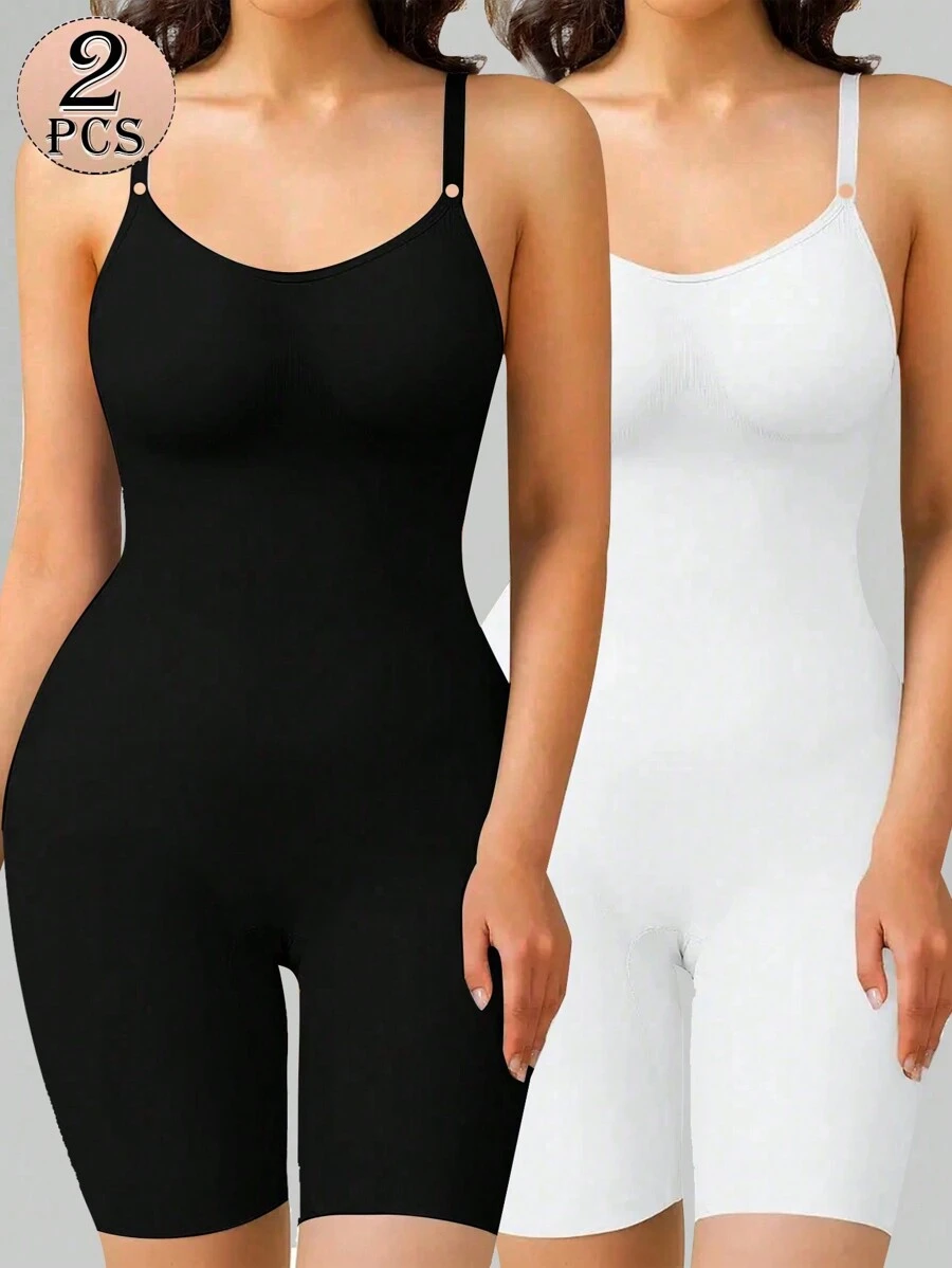 2pcs Women Seamless Shapewear Jumpsuit, Slimming Waist Trainer Body Shaper With Butt Lifting