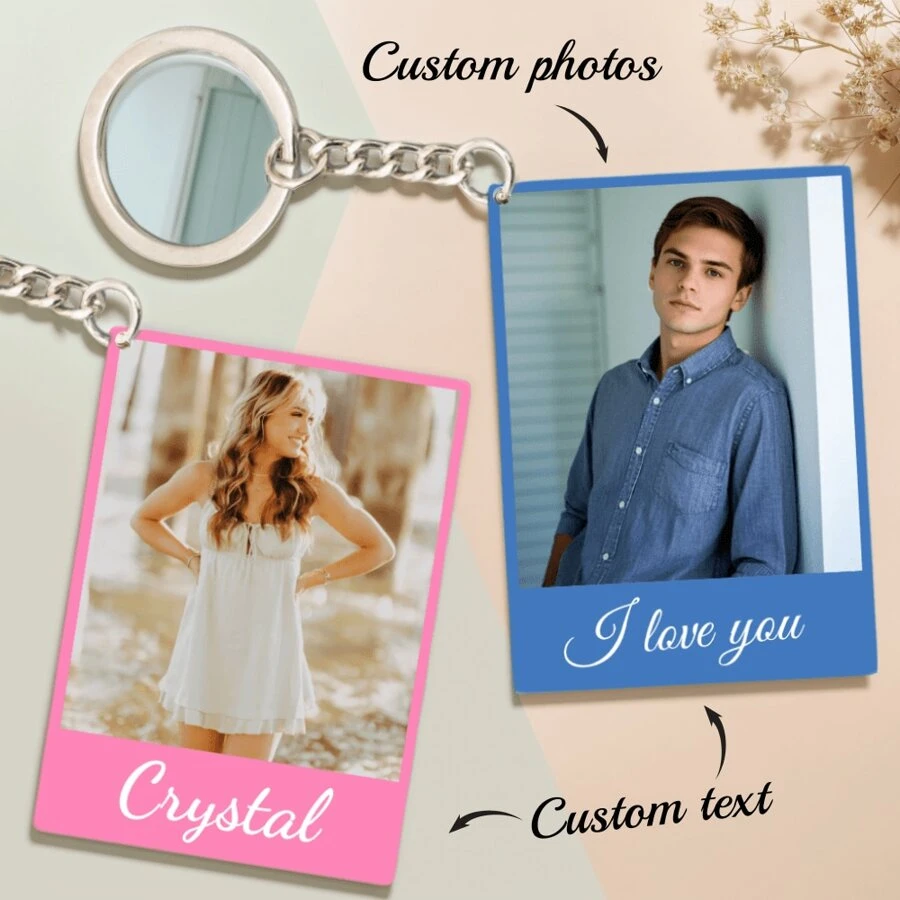 1pc Personalized Letter Acrylic Photo Keychain, Customized Couple/Name/Text Color Acrylic Keyring, Valentine's Day, Graduation, Birthday, Anniversary, Father's Day, Mother's Day, Best Friend, Gift For Him/Her