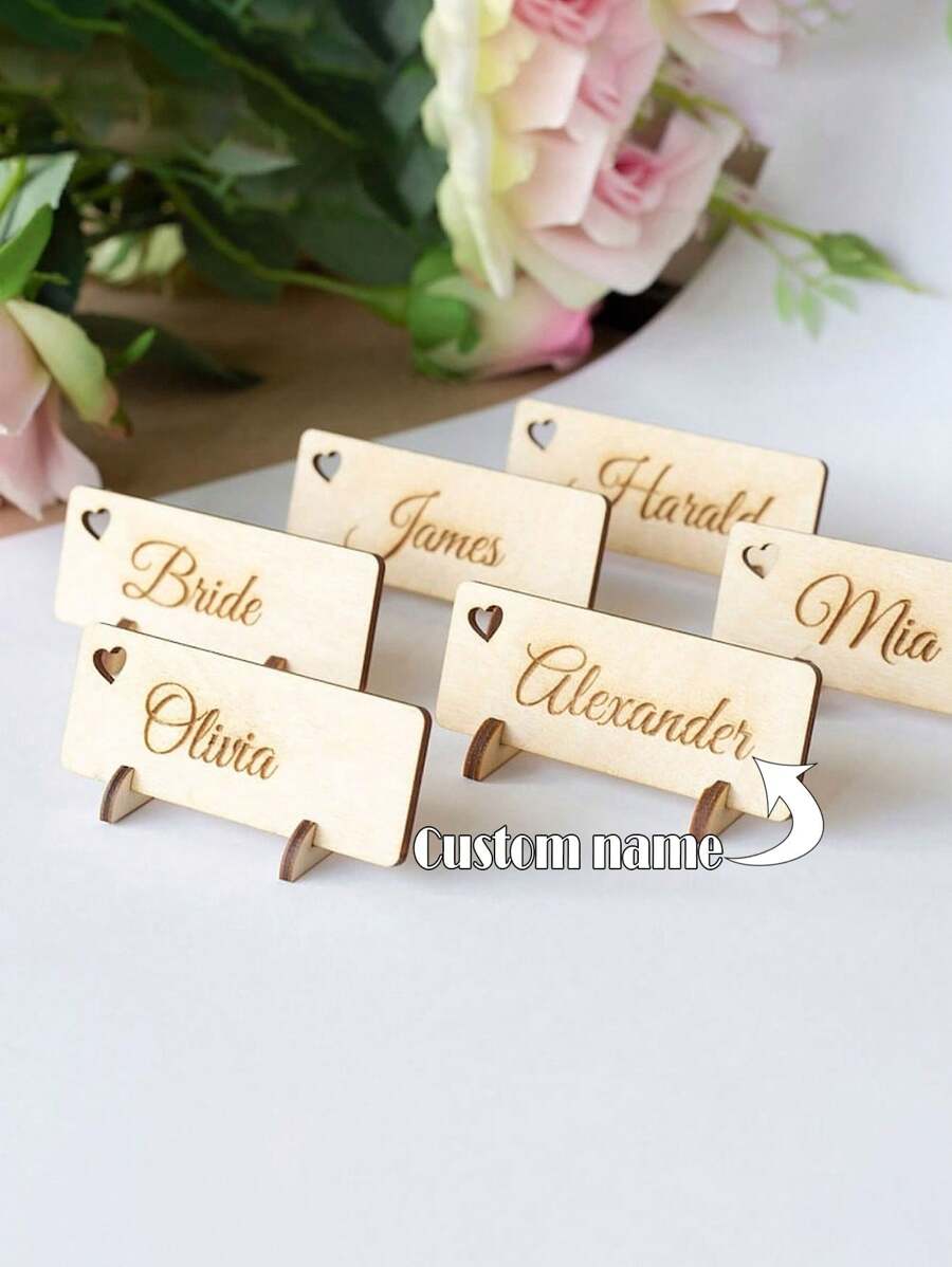 Personalized Wooden Wedding Love Lettering Vertical Wooden Bracket Desktop Decorative Crafts Ornaments Gifts Birthday Graduation