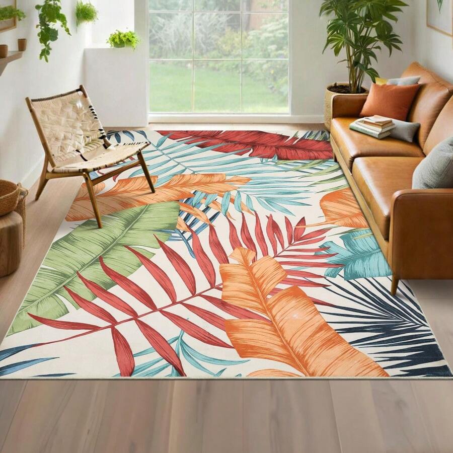 Modern Living Room Printed Area Rug Easy To Clean Home Aesthetic Decor Carpet Stain Resistant Non Shedding Floorcover Low Pile Thin Soft Doormat Non Slip Bordered Mat Throw Rug For Dinning Room Entrance Bathroom Bedroom Laundry Kitchen