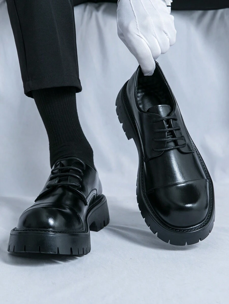 Spring 2025 Men's Lace-Up Business Casual Shoes, Pointed Toe British Style Oxford Dress Formal Shoes For Fashionable Stylists And Nightclub, Vintage , Versatile