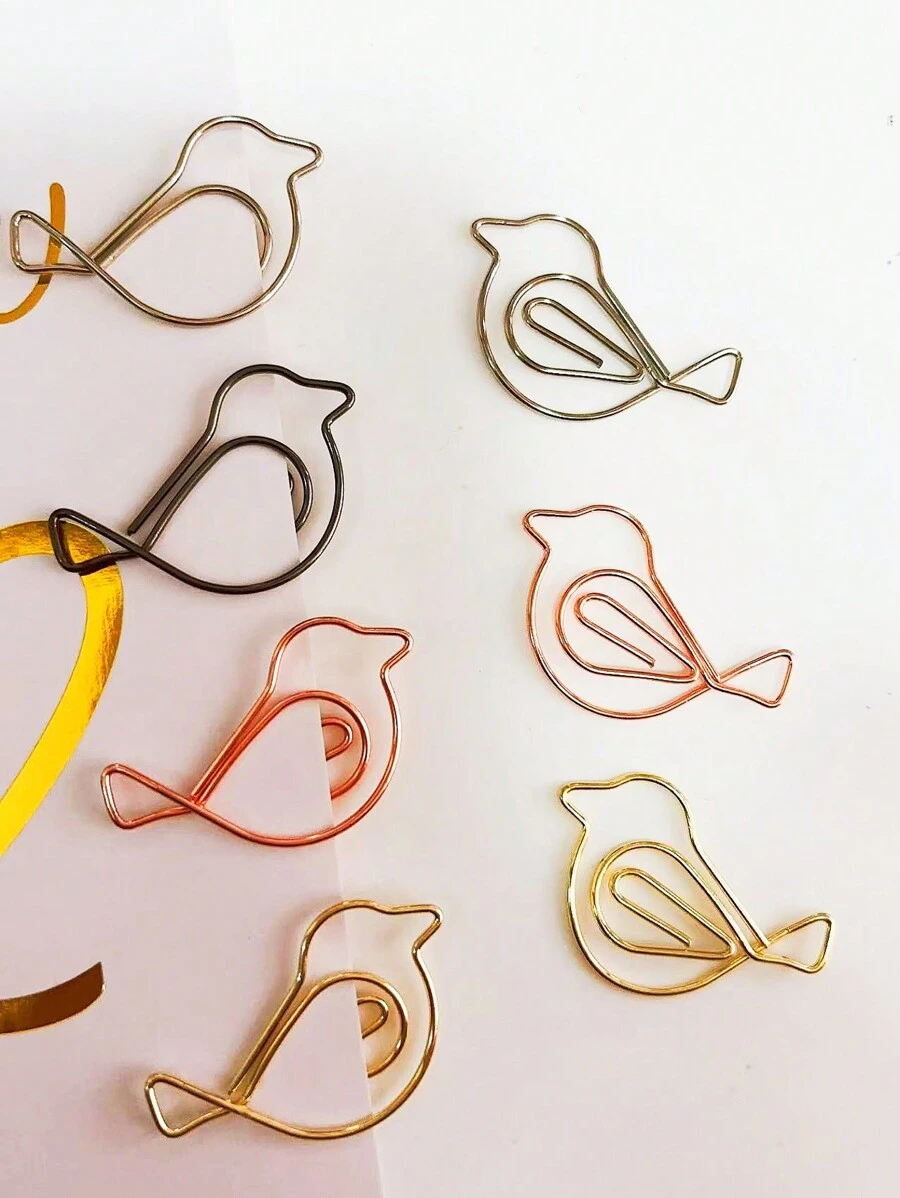 30pcs Or 60pcs Small Bird Shaped Paper Clips For Office Supplies, Wedding And Gifts(Silvery, Golden, Black And Rose Golden Color ),Back To School,School Supplies