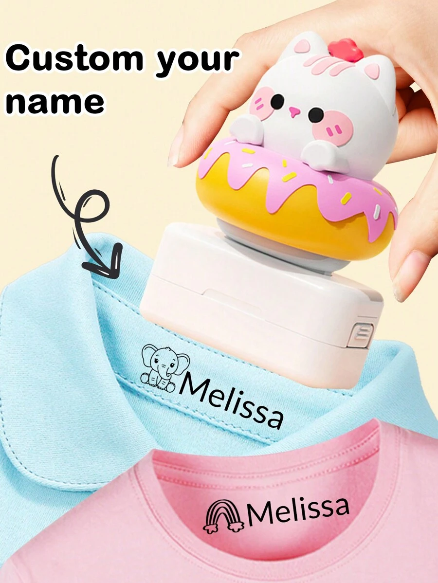 1pc Custom Name Signature Stamp For Kids, Name Stickers Name Label,Cartoon Pattern Name Stamps Personalized, DIY Customized Cartoon Self Inking Name Stamp, Stamps For Signing Name, Name Stamp For Clothing Kids Waterproof Back To School