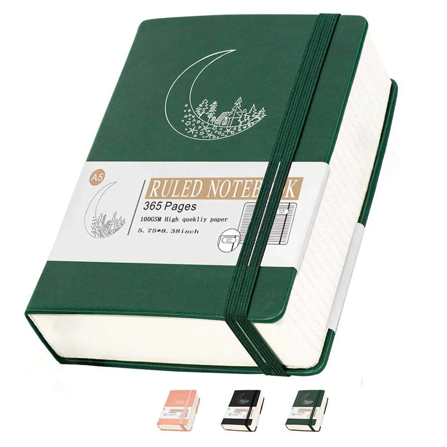 1PC Journal Notebook -360 Pages Thick Diary Writing Rules Notebook, Hardcover Leather Magazine,Women's, Men's, Daily Work Journal Notebook,Essential For Nature Enthusiasts(Green)