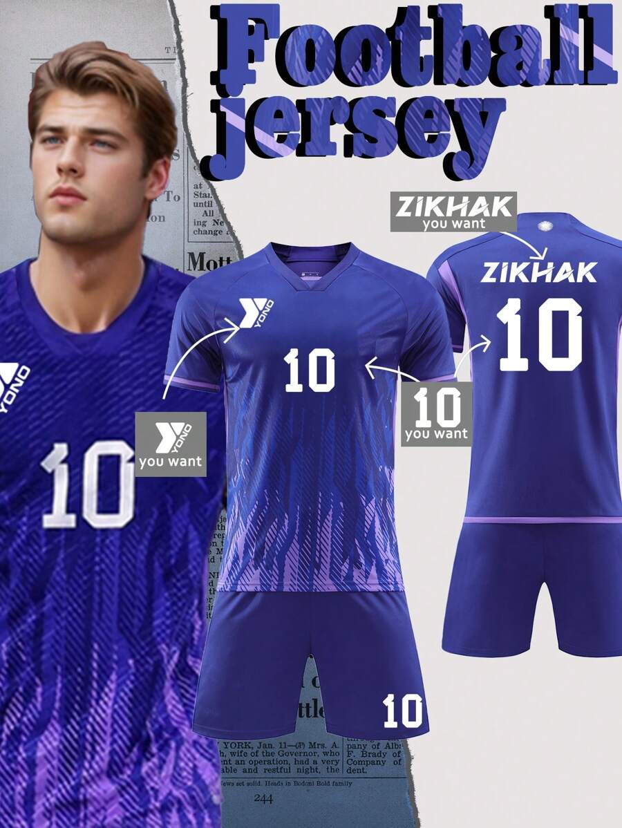 Kit de football masculin personnalisable inspiré de l'Argentine - Ensemble de maillot et short personnalisé, style de conception de domicile. Logo, numéro et contenu textuel personnalisables