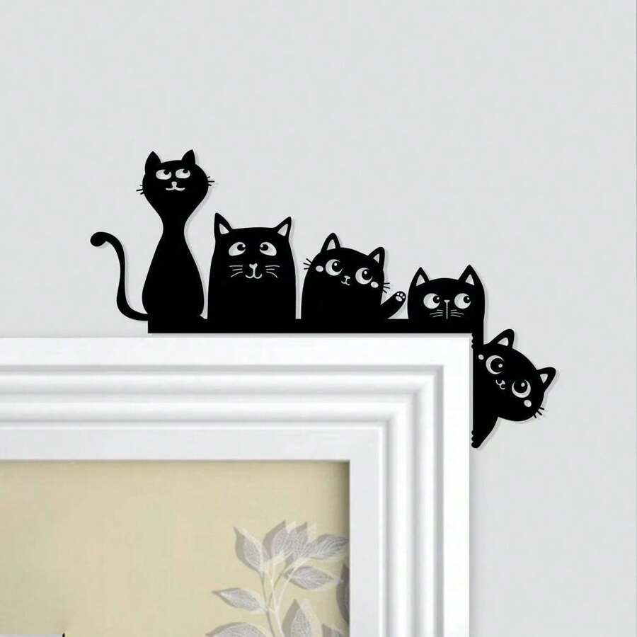 1 Pc Metal Classic Cat Silhouette Corner Decor, Suitable For Home And Holiday Creative Hanging Art Home Decoration, Door Frame Decor